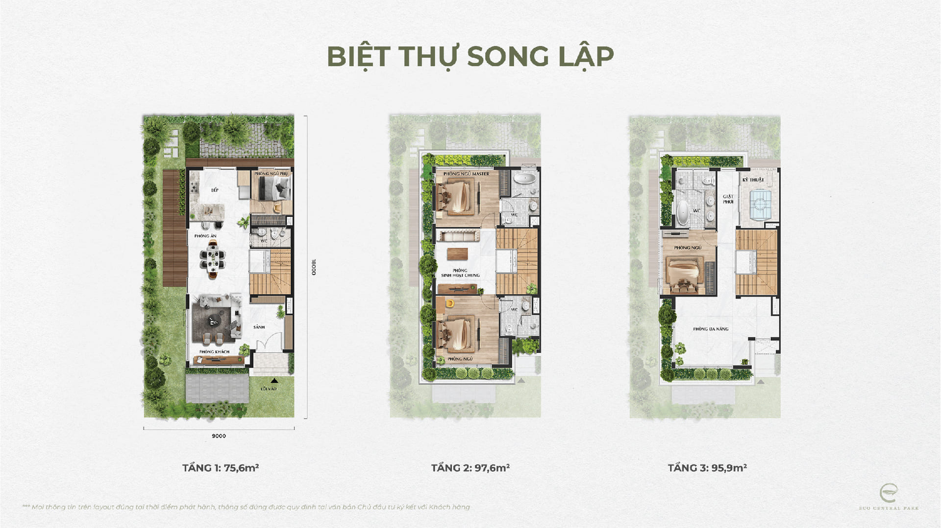 Thiết kế biệt thự song lập the garden eco central park